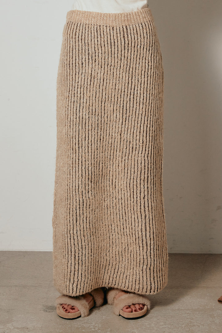 [SET]シャギージャガードニットトップス+アルパカタッチニットタイトスカート(2set)