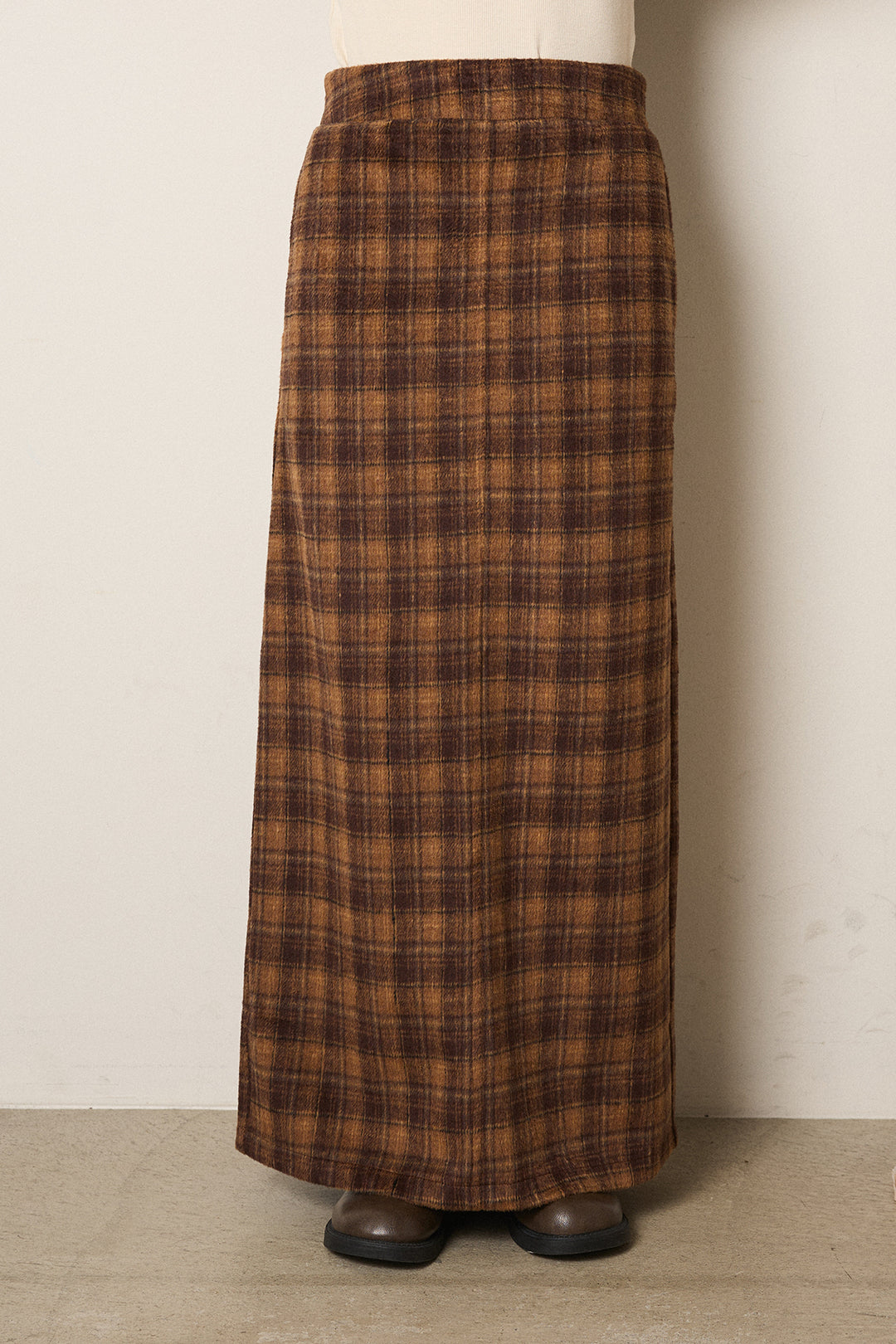 [SET]エコファーショート丈ブルゾン+シャギーチェックストレートスカート(2set)