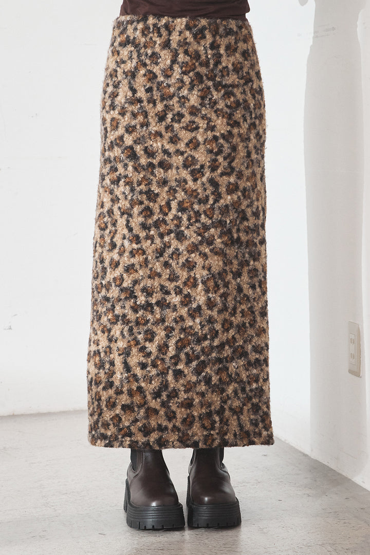 【即納】レオパード柄ボアスカート
