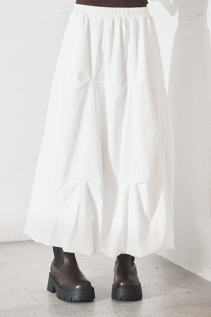 [SET]ハイネックパイピングデザインブルゾン+ランダムタックバルーンスカート(2set)