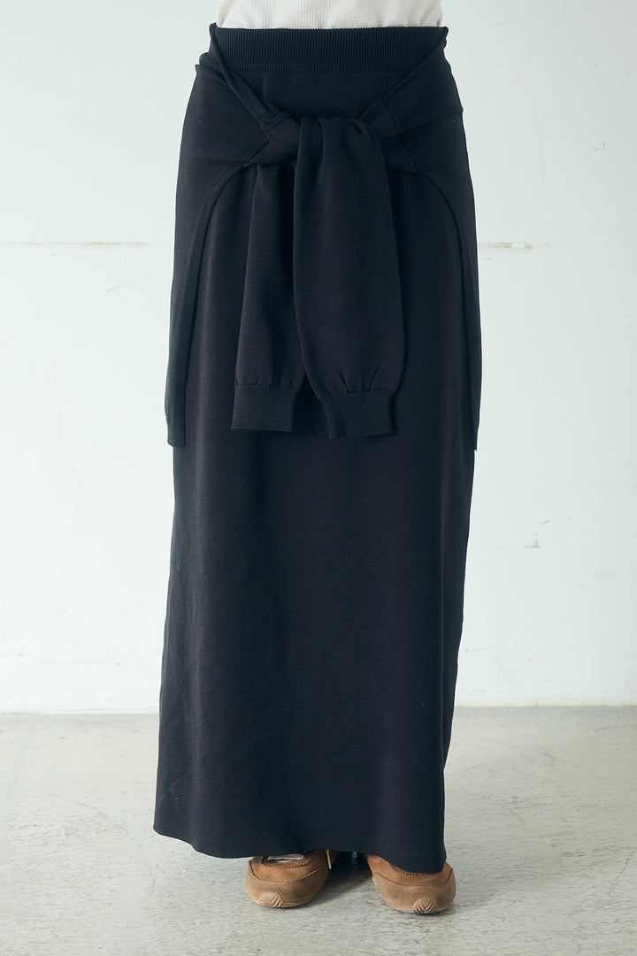 レイヤードニット巻きスカート