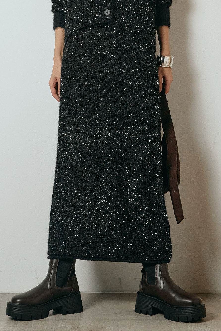 ミニラメニットスカート