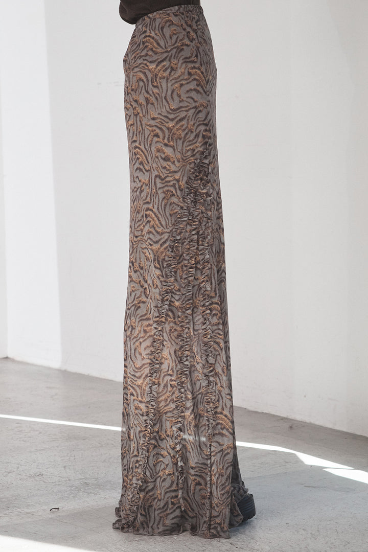 [SET]コード刺繍リラックスニットカーディガン+抽象柄ロングスカート(2set)