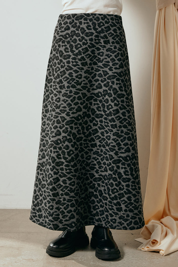 [SET]シャギーショートジャケット+レオパードロングスカート(2set)