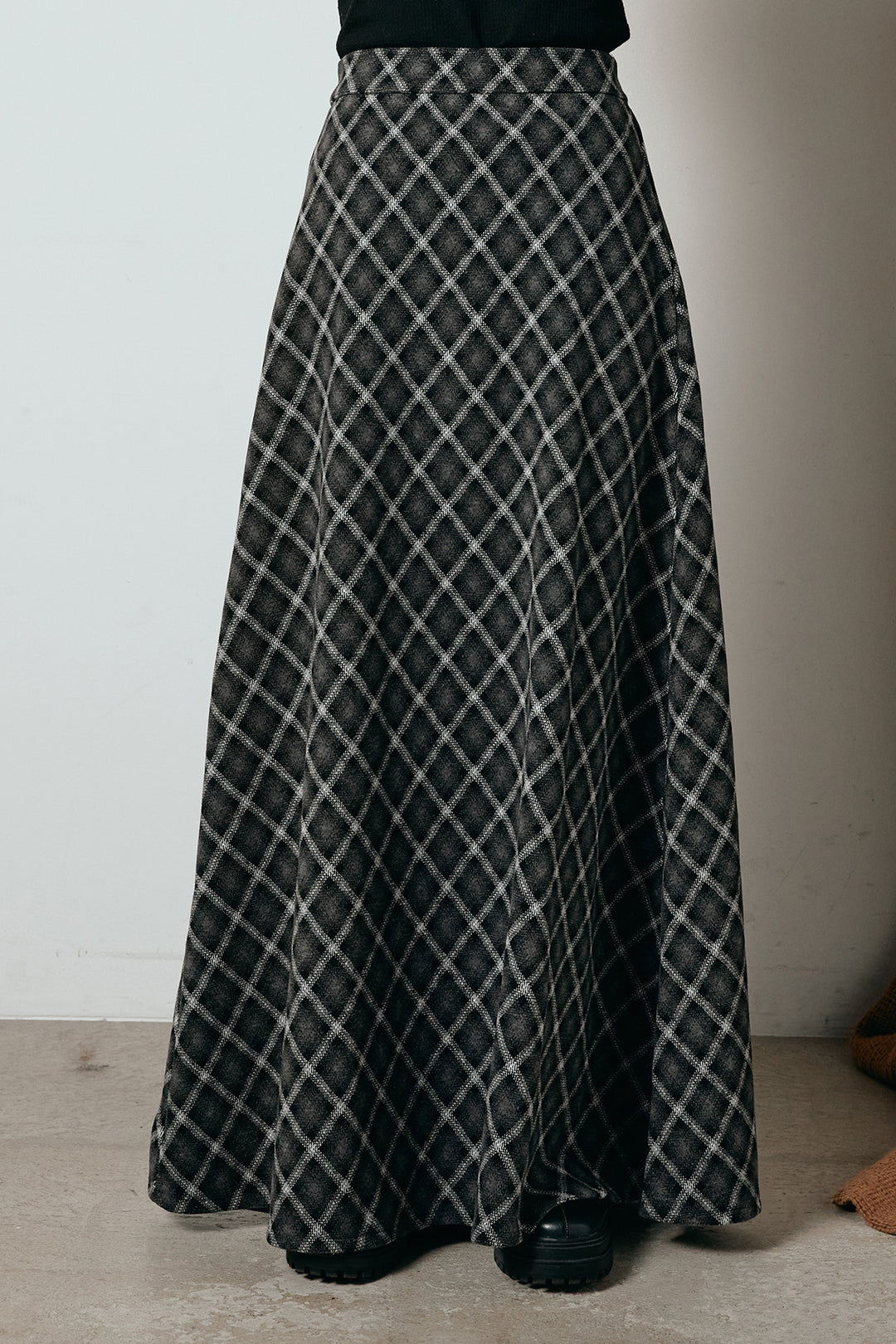 フロッキー起毛チェックスカート