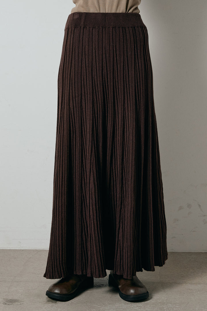 [SET]ステッチデザインレオパードニットカーディガン+リブニットフレアスカート(2set)