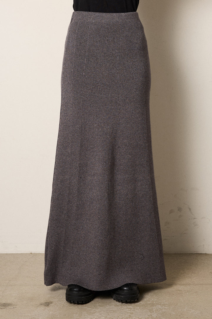 [SET]シャギーニュアンスアニマルニット+リブナローニットスカート(2set)