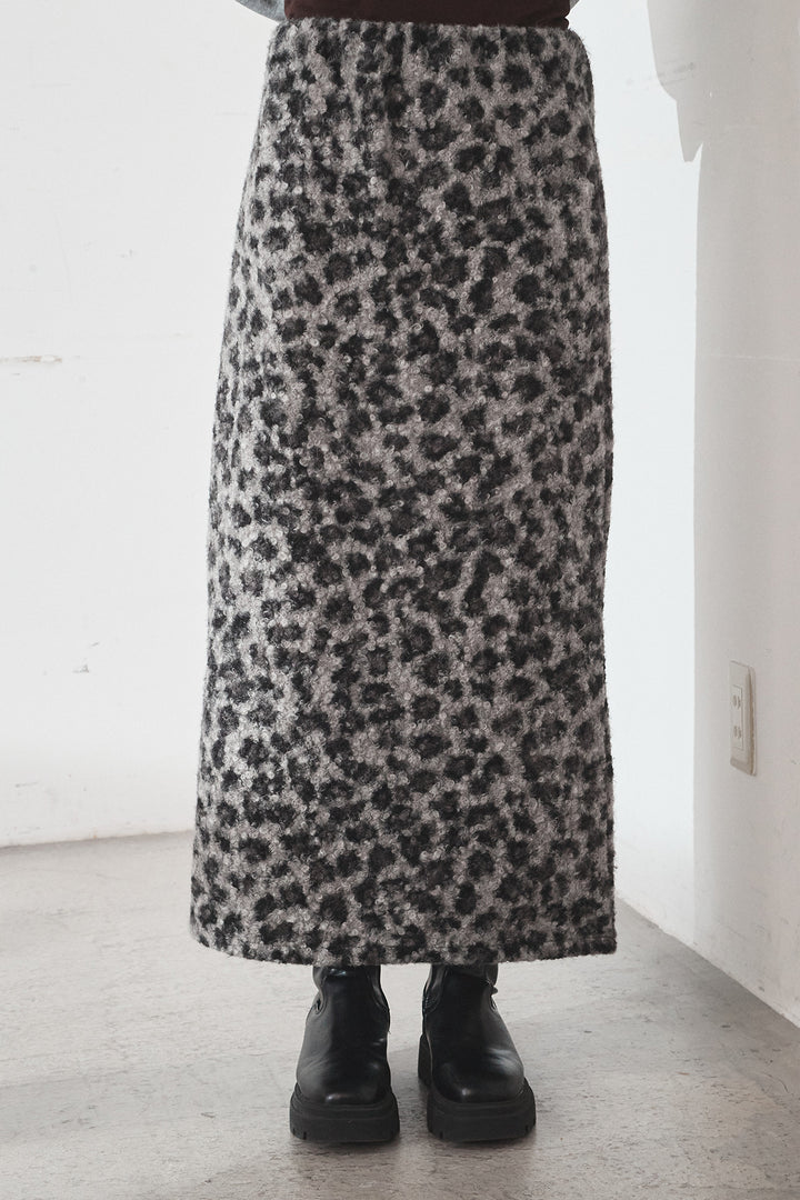 【即納】レオパード柄ボアスカート