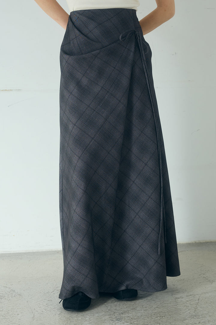 [SET]合繊ツイルバルーンジャケット+タータンチェック柄フロントデザインスカート(2set)