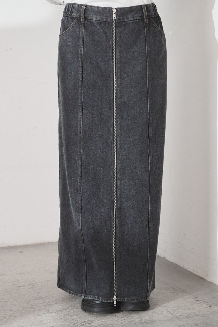 [SET]デニムコンビネーションブルゾン+フロントジップデニムスカート(2set)