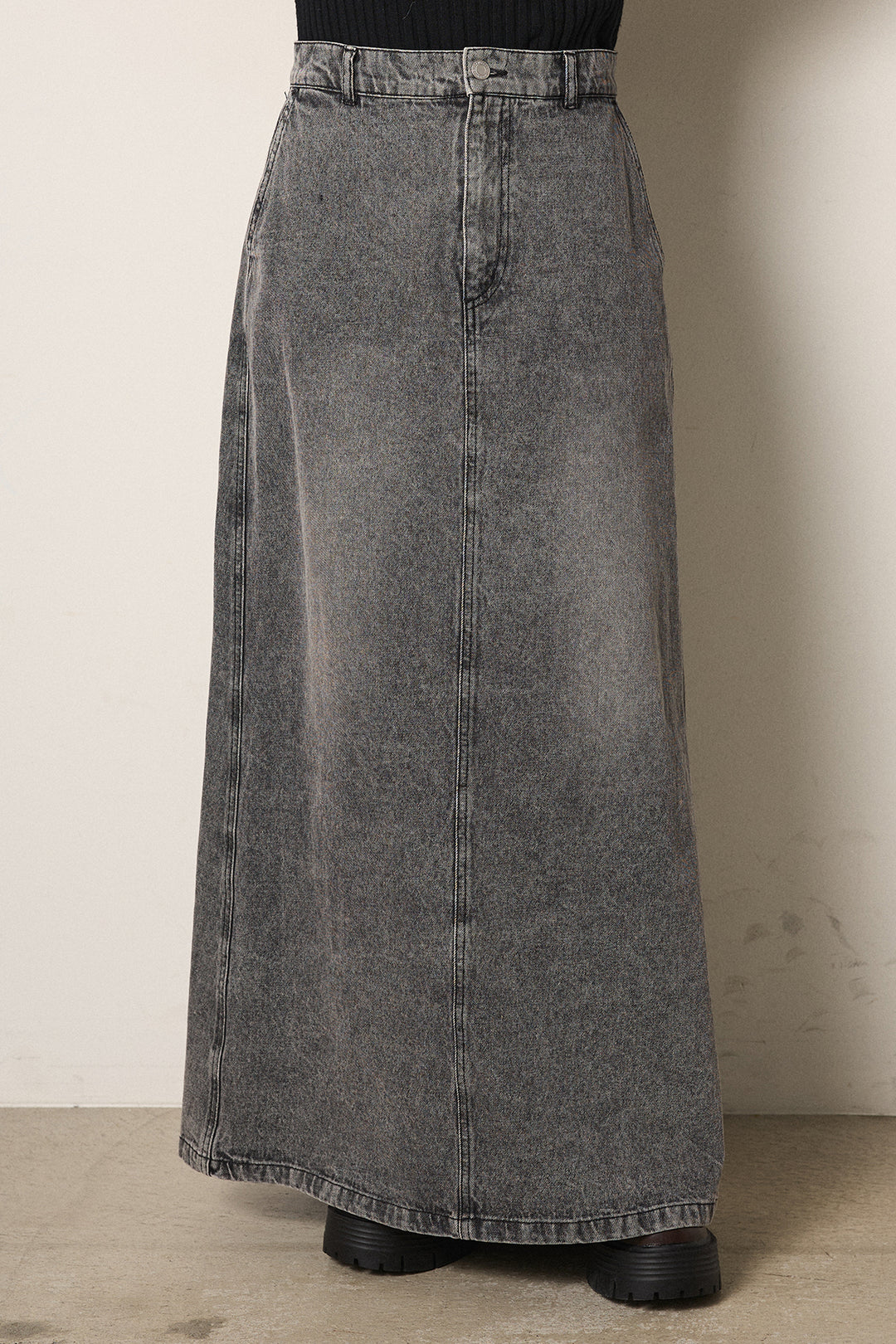 [SET]ワンポイントデザインブルゾン+デニムロングフレアスカート(2set)