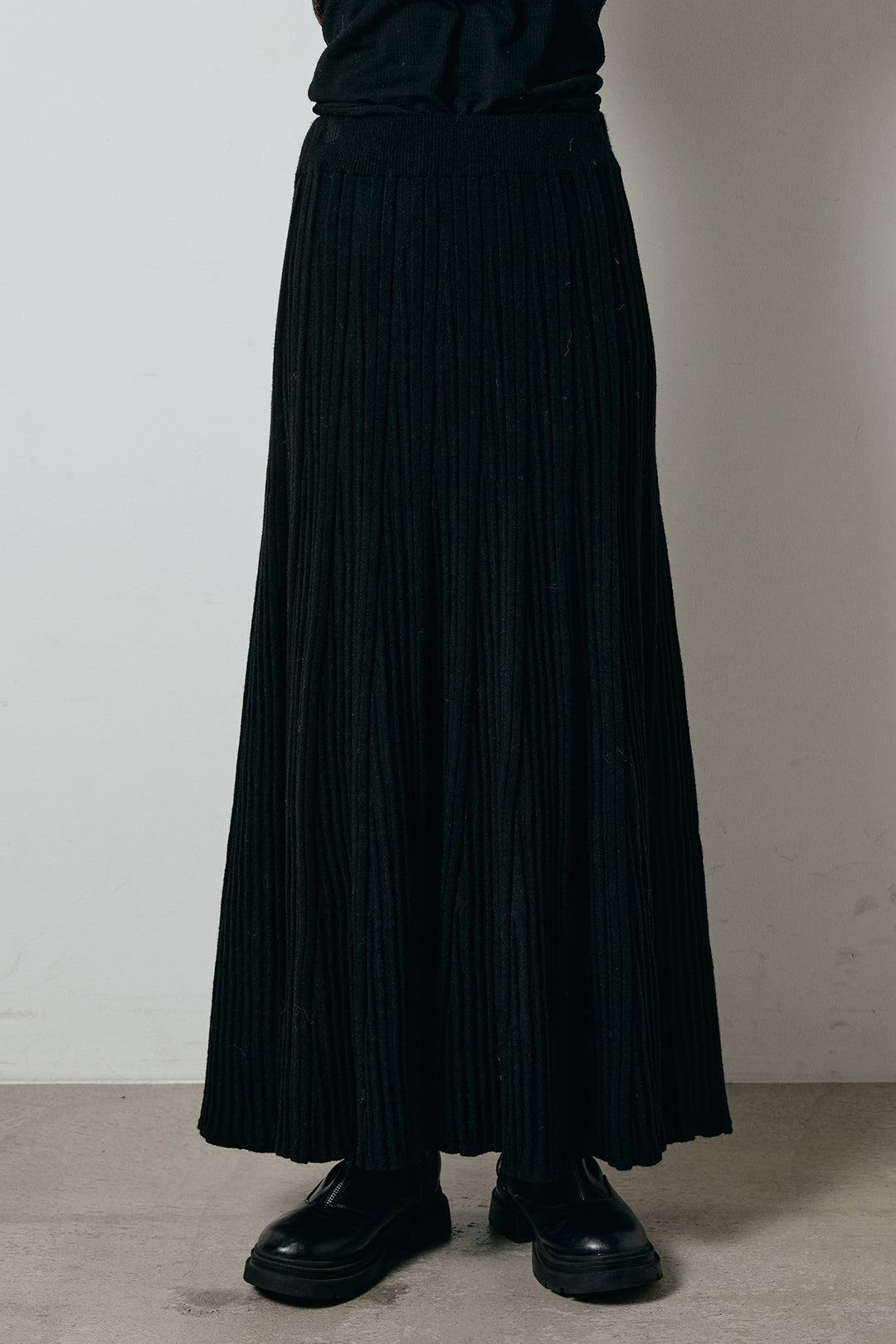 [SET]ステッチデザインレオパードニットカーディガン+リブニットフレアスカート(2set)