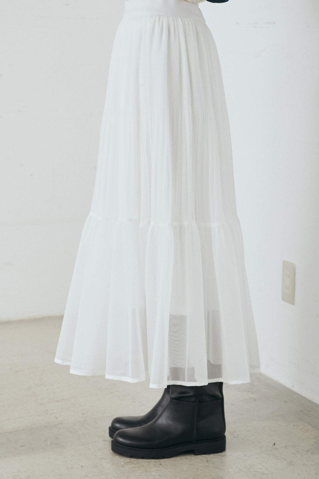 [SET]デニム切替ポンチダブルジップパーカー+ボリュームシルエットチュールスカート(2set)