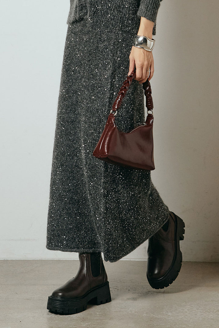 [SET]ミニラメニットカーディガン+ミニラメニットスカート(2set)