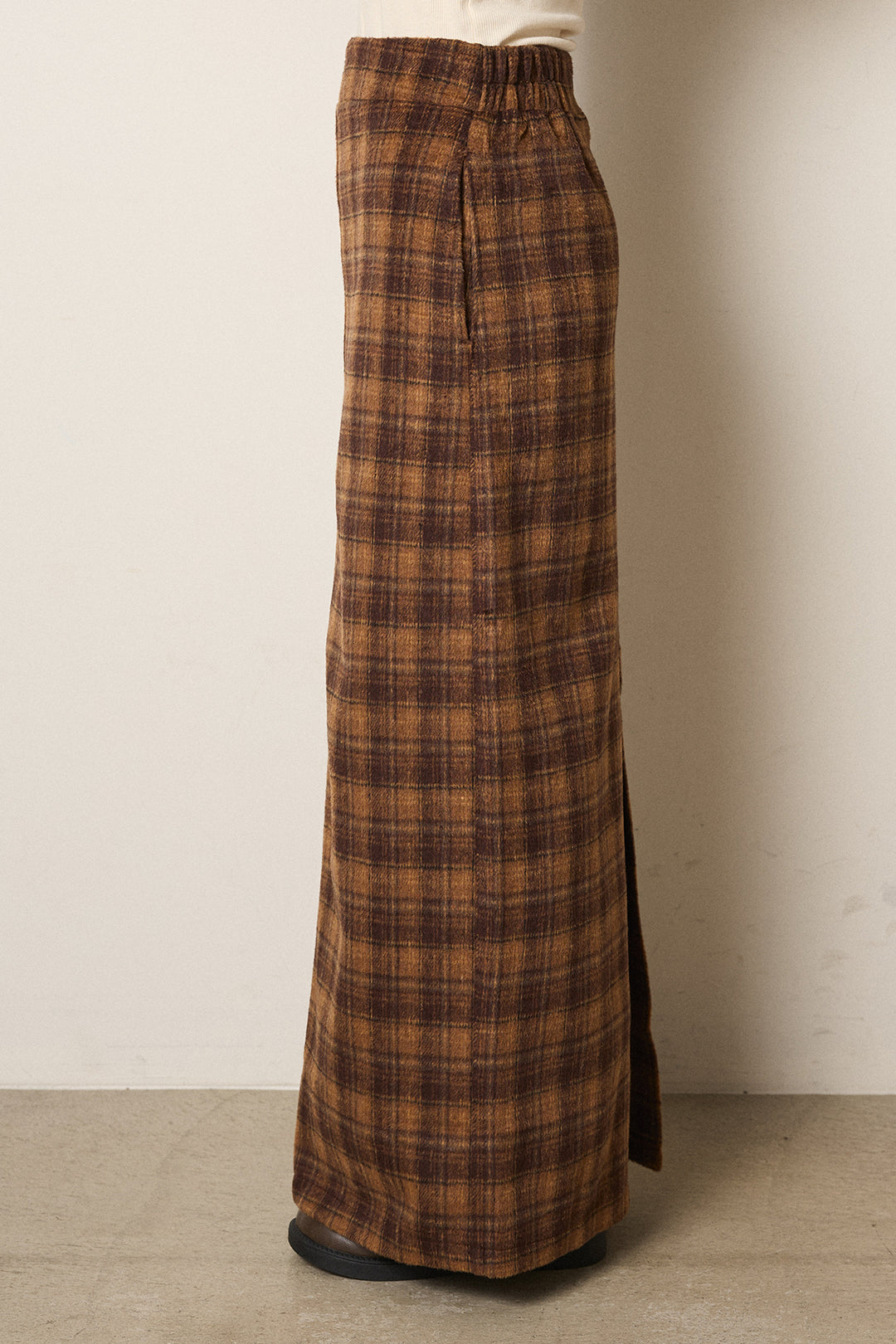 [SET]エコファーショート丈ブルゾン+シャギーチェックストレートスカート(2set)