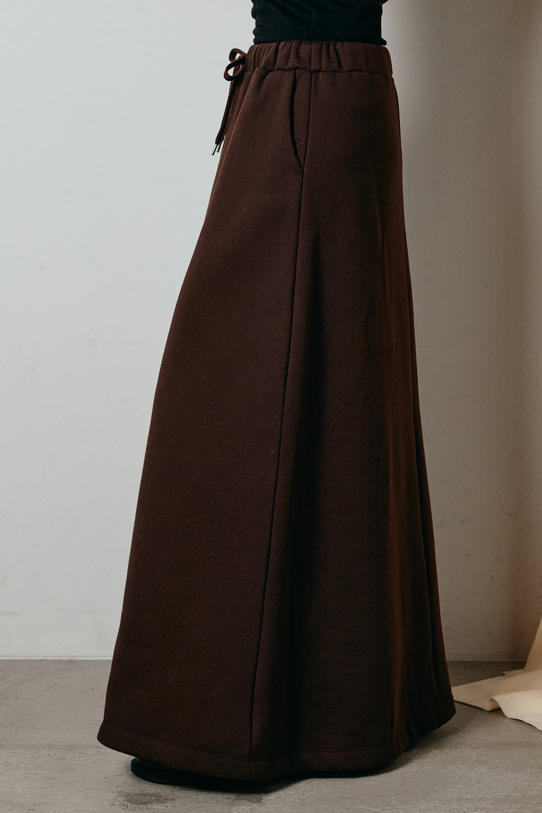 [SET]アクリルモヘアアーガイルVネックプルオーバー+裏起毛スウェットロングマキシスカート(2set)