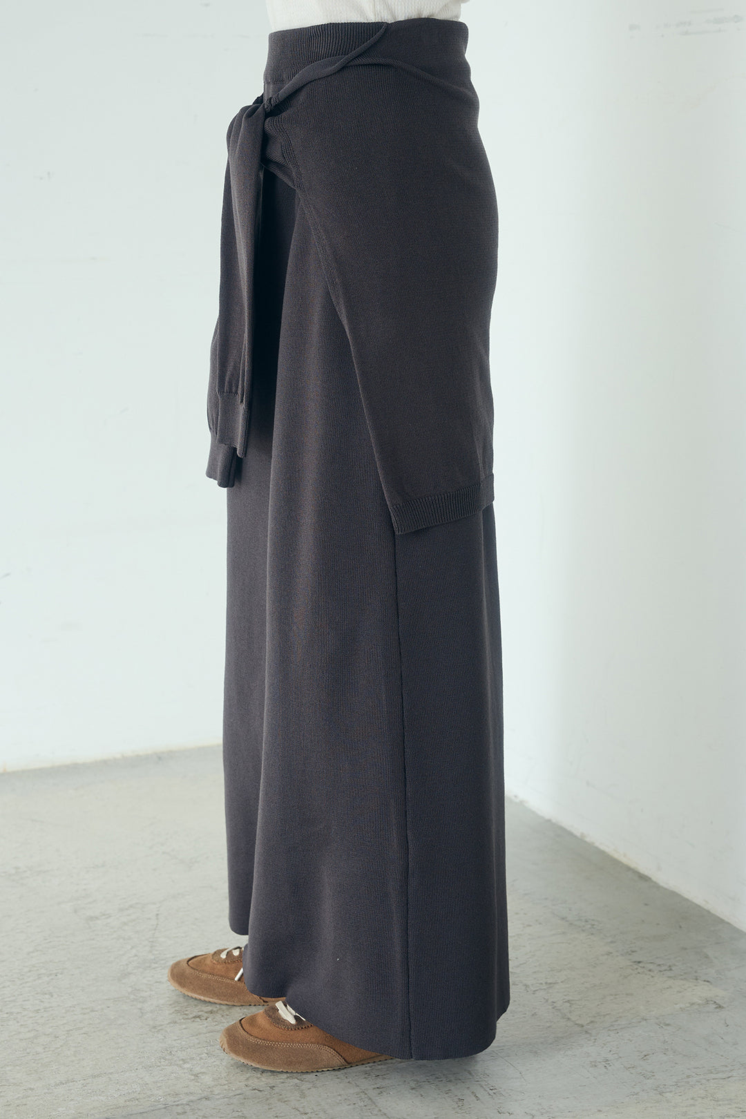 レイヤードニット巻きスカート