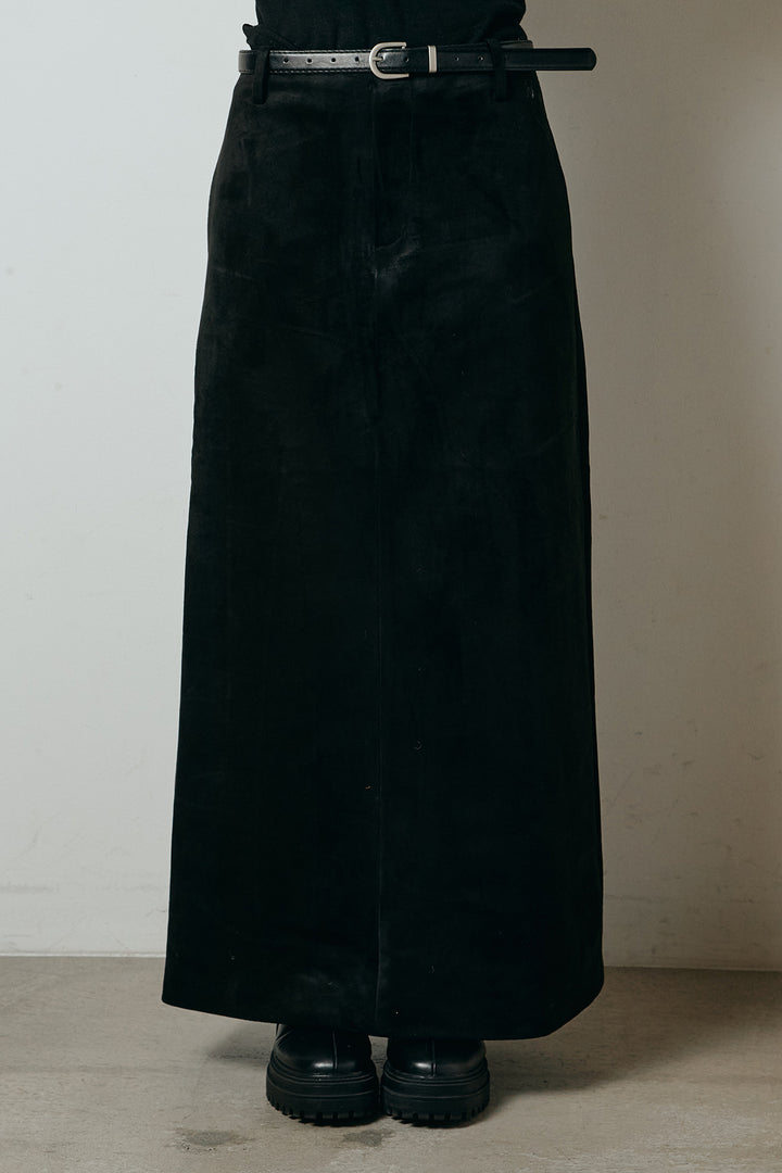 [SET]起毛ダブルジップパターンニットカーディガン+エコスウェードワイドスカート(2set)