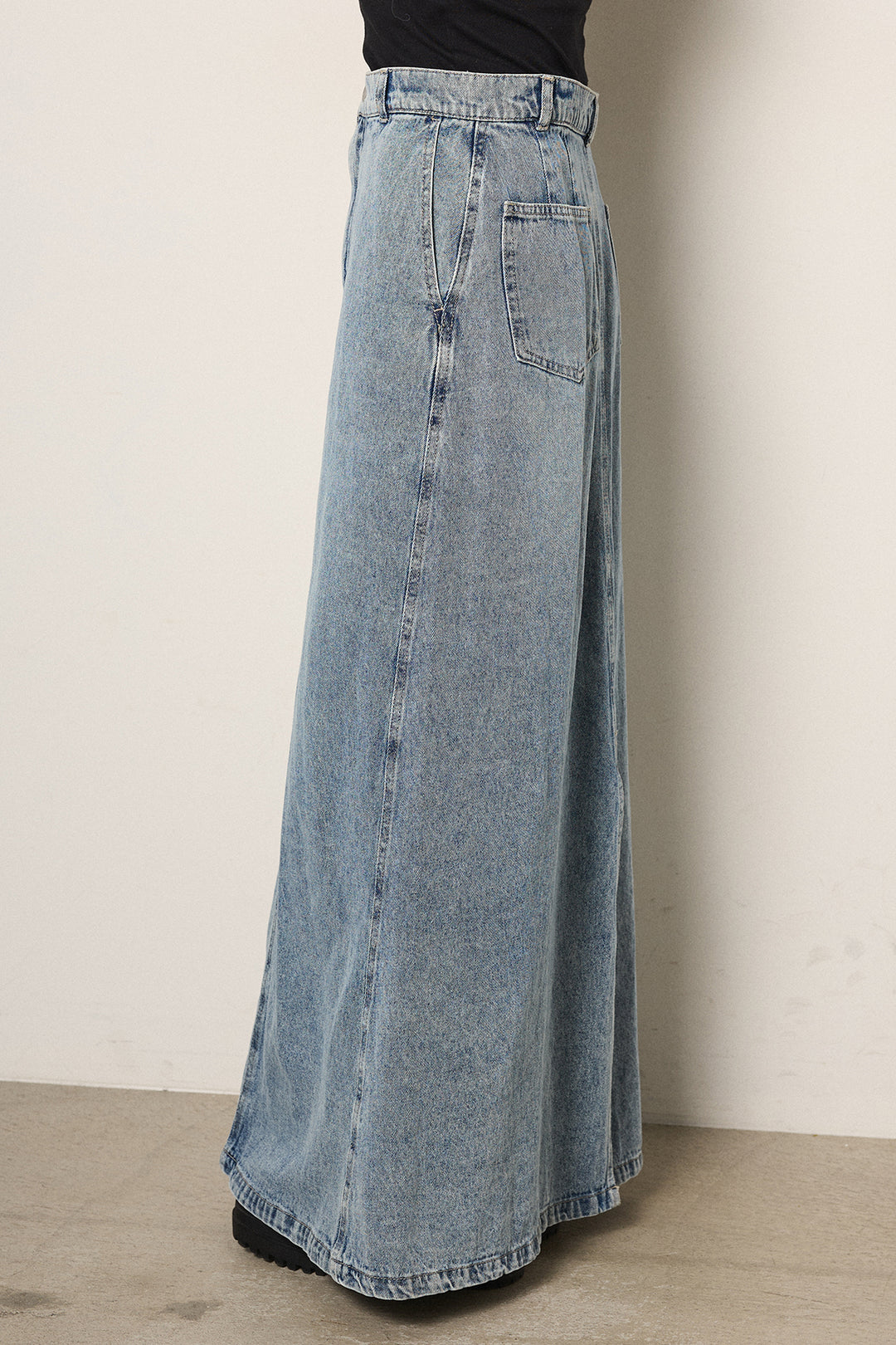 [SET]モチーフ付きシアーブルゾン+デニムロングフレアスカート(2set)