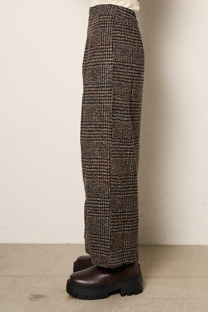 グレンチェック柄フロントジップタイトスカート