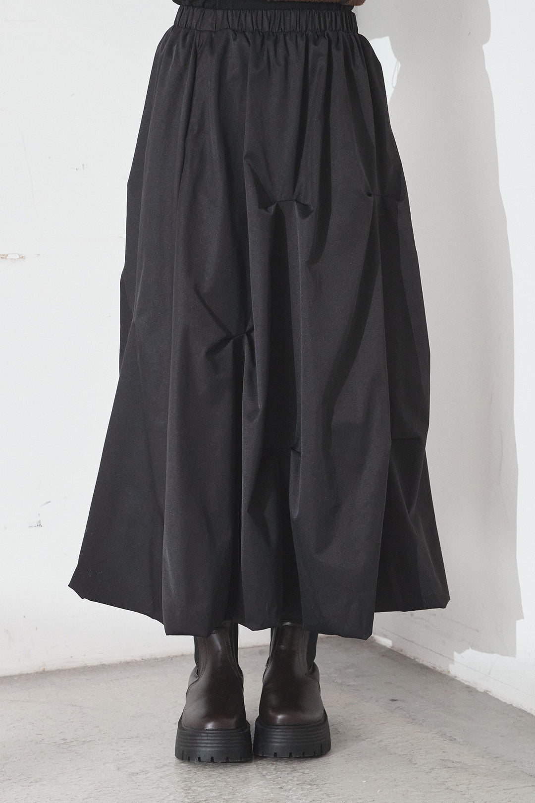 [SET]ハイネックパイピングデザインブルゾン+ランダムタックバルーンスカート(2set)