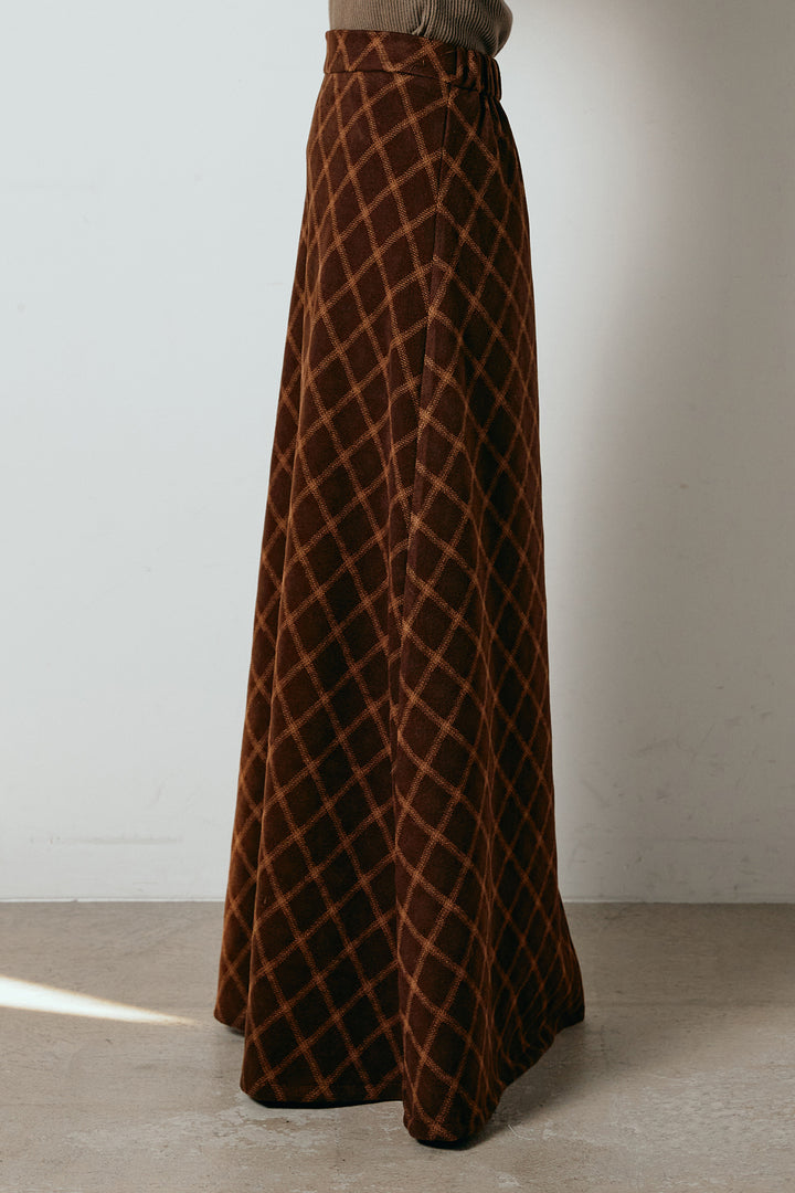 フロッキー起毛チェックスカート