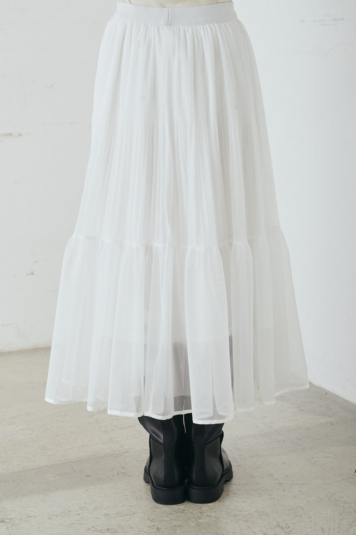 [SET]スタンドカラーデニムブルゾンジャケット+ボリュームシルエットチュールスカート(2set)