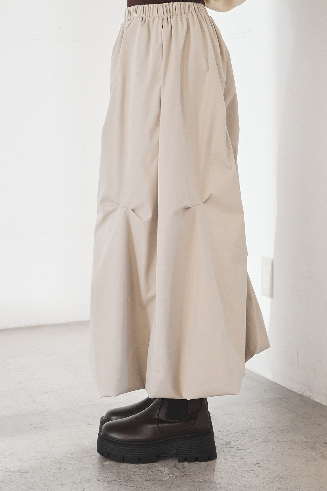 [SET]ハイネックパイピングデザインブルゾン+ランダムタックバルーンスカート(2set)