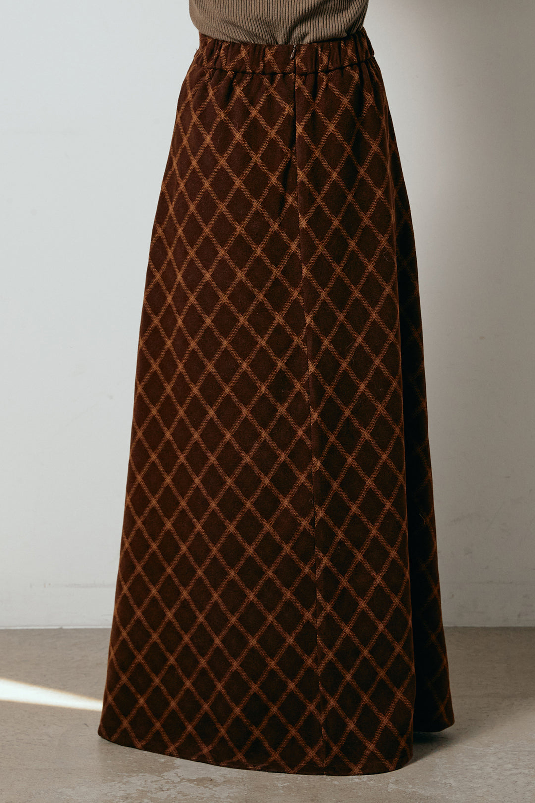 フロッキー起毛チェックスカート