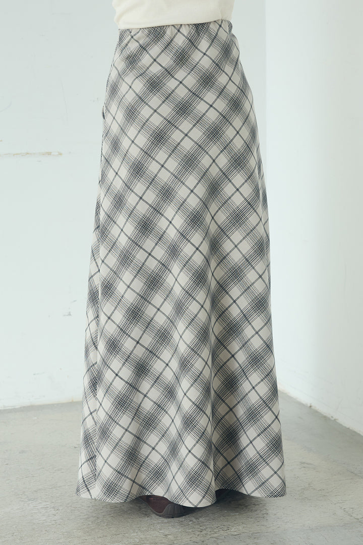 [SET]合繊ツイルバルーンジャケット+タータンチェック柄フロントデザインスカート(2set)