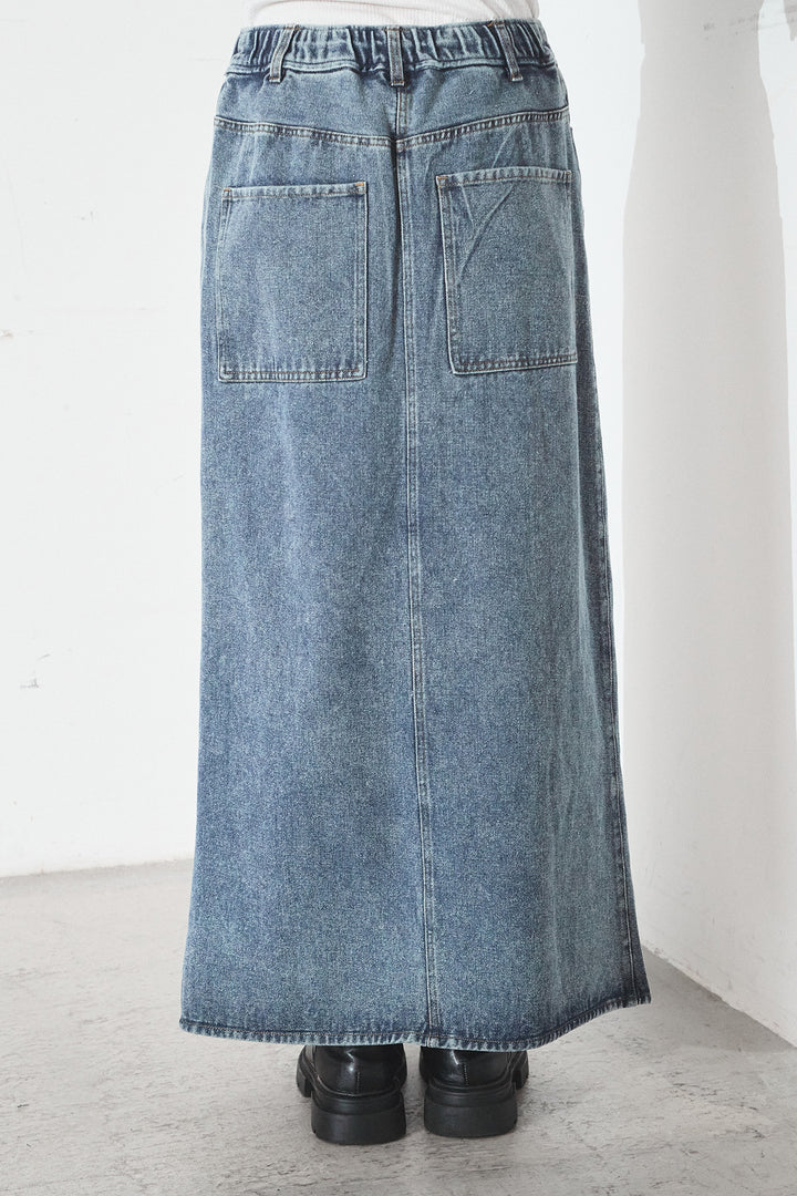 [SET]デニムコンビネーションブルゾン+フロントジップデニムスカート(2set)