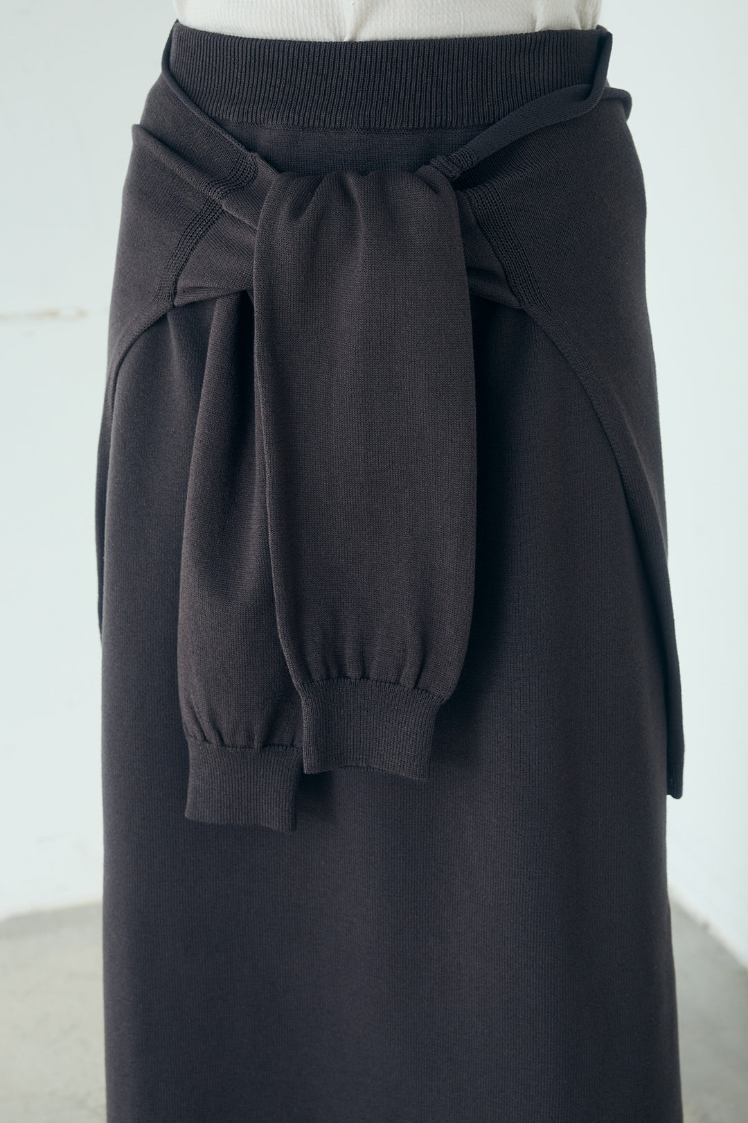 レイヤードニット巻きスカート