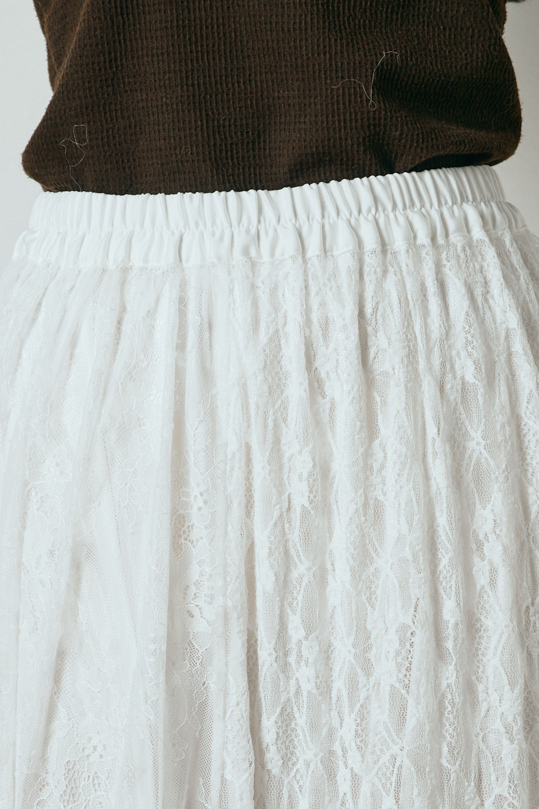 [SET]ラガーニットボーダーポロプルオーバー+ひげレース切替ロング丈スカート(2set)