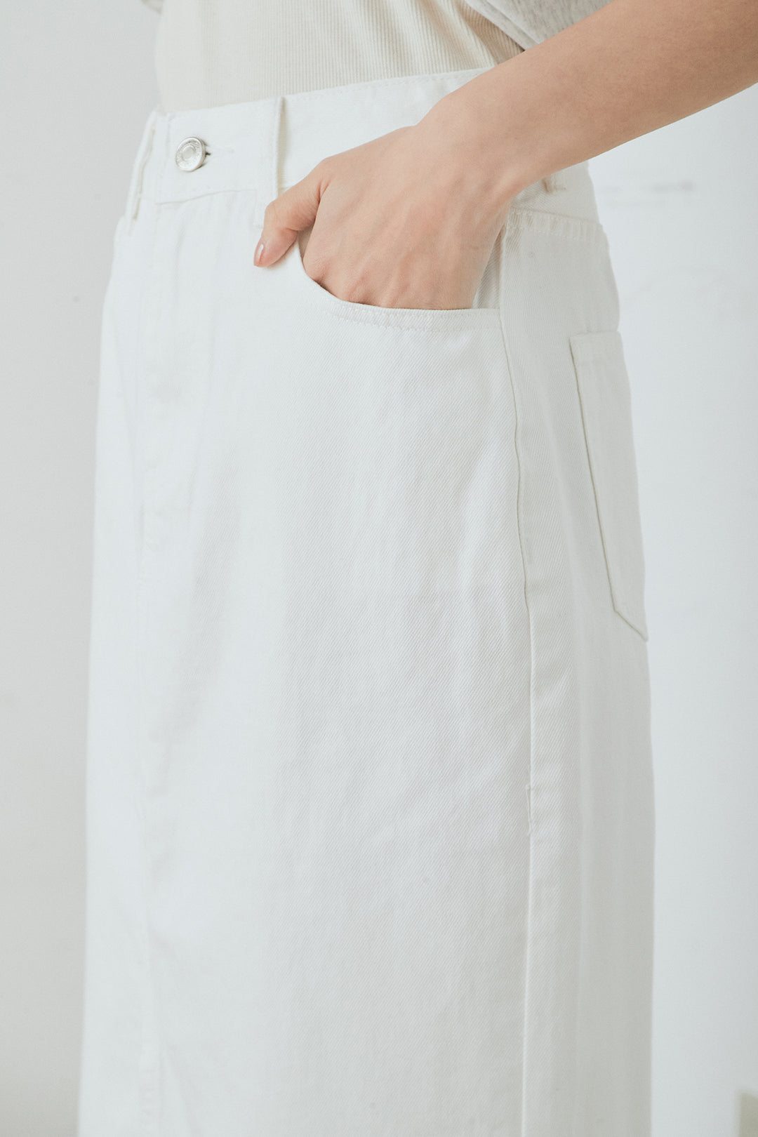 [SET]リネンタッチレースデザインジャケット+裾レースデザインデニムスカート(2set)