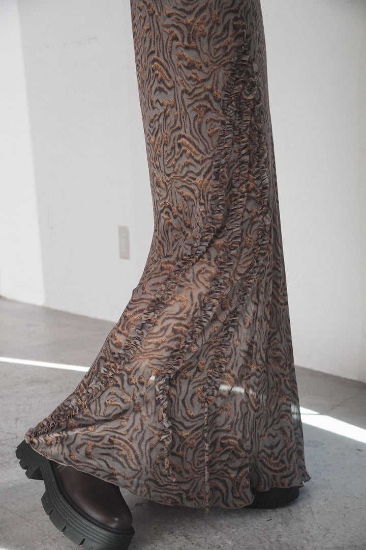 [SET]コード刺繍リラックスニットカーディガン+抽象柄ロングスカート(2set)