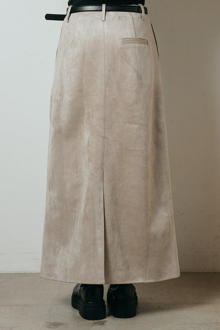 [SET]裏毛バックオープンプルオーバー+エコスウェードワイドスカート(2set)