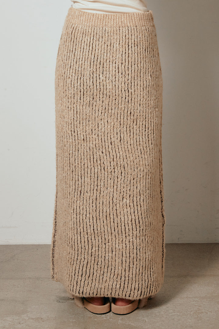 [SET]アルパカタッチ深Vニットトップス+アルパカタッチニットタイトスカート(2set)