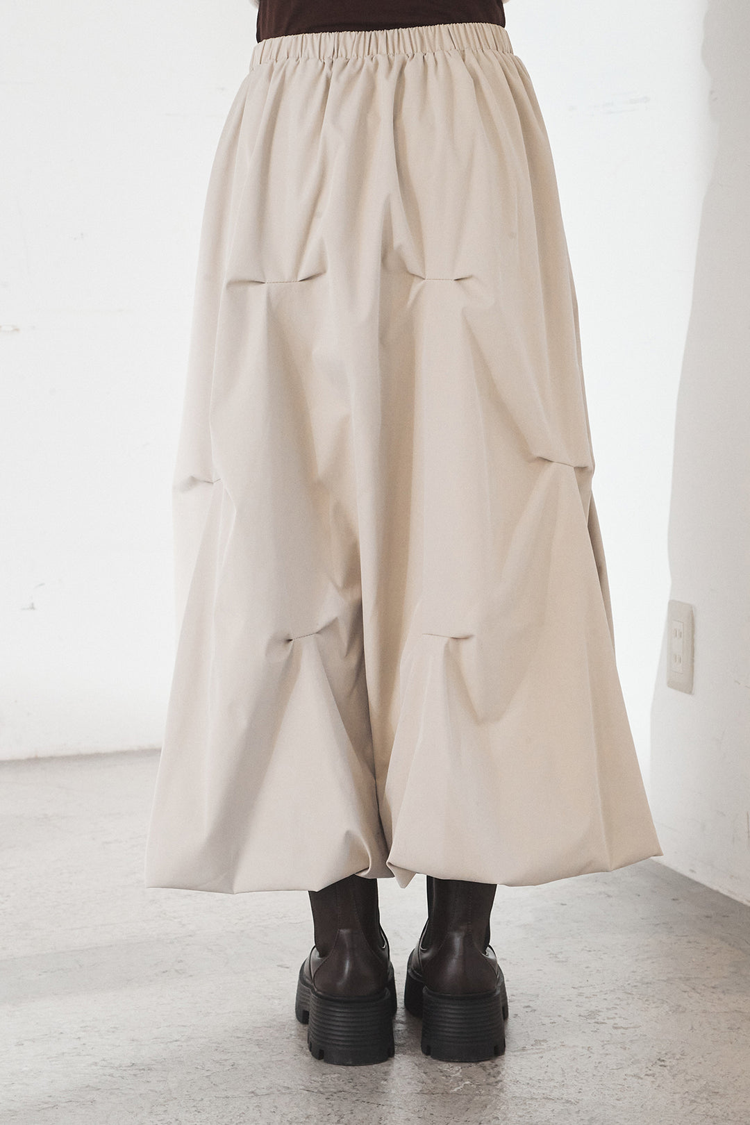 [SET]ハイネックパイピングデザインブルゾン+ランダムタックバルーンスカート(2set)