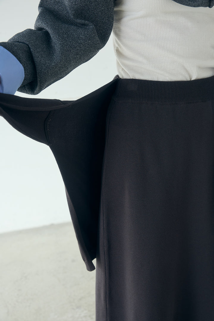 レイヤードニット巻きスカート