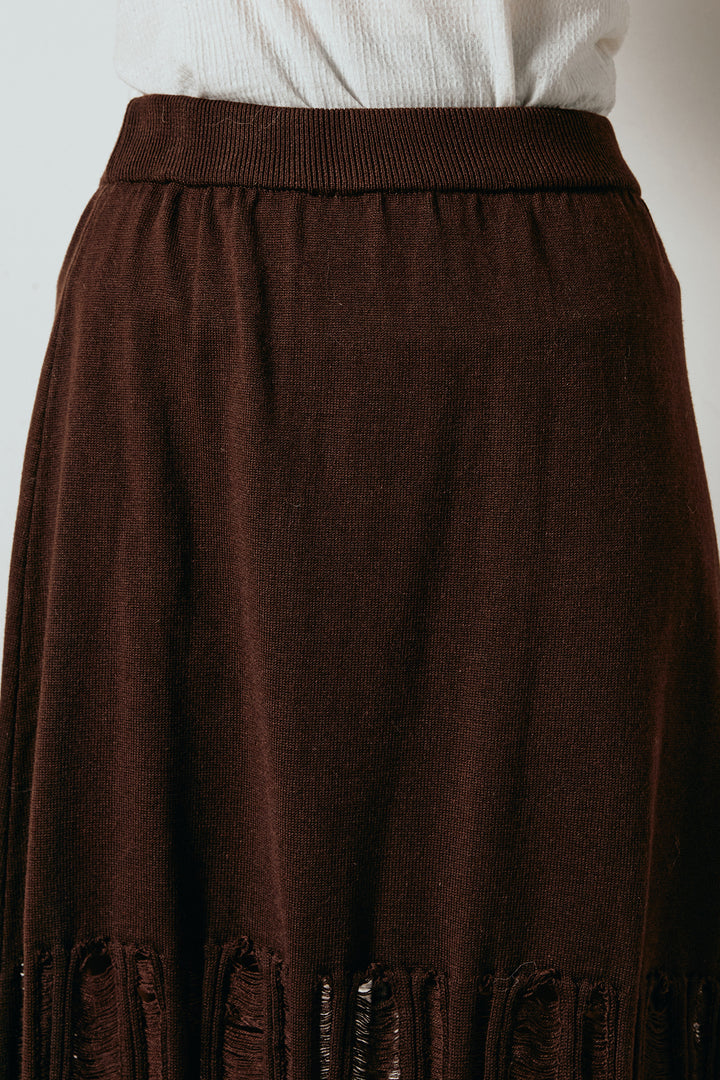 [SET]タイダイ柄シャギーニットトップス+裾シアーリブスカート(2set)