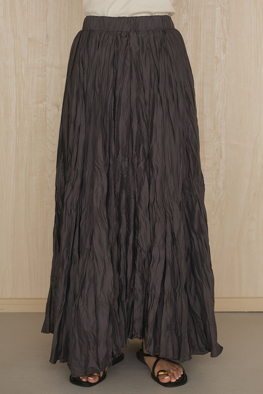 [SET]ケミカルデニムヘムカットオフジレ+イレギュラープリーツイージースカート(2set)