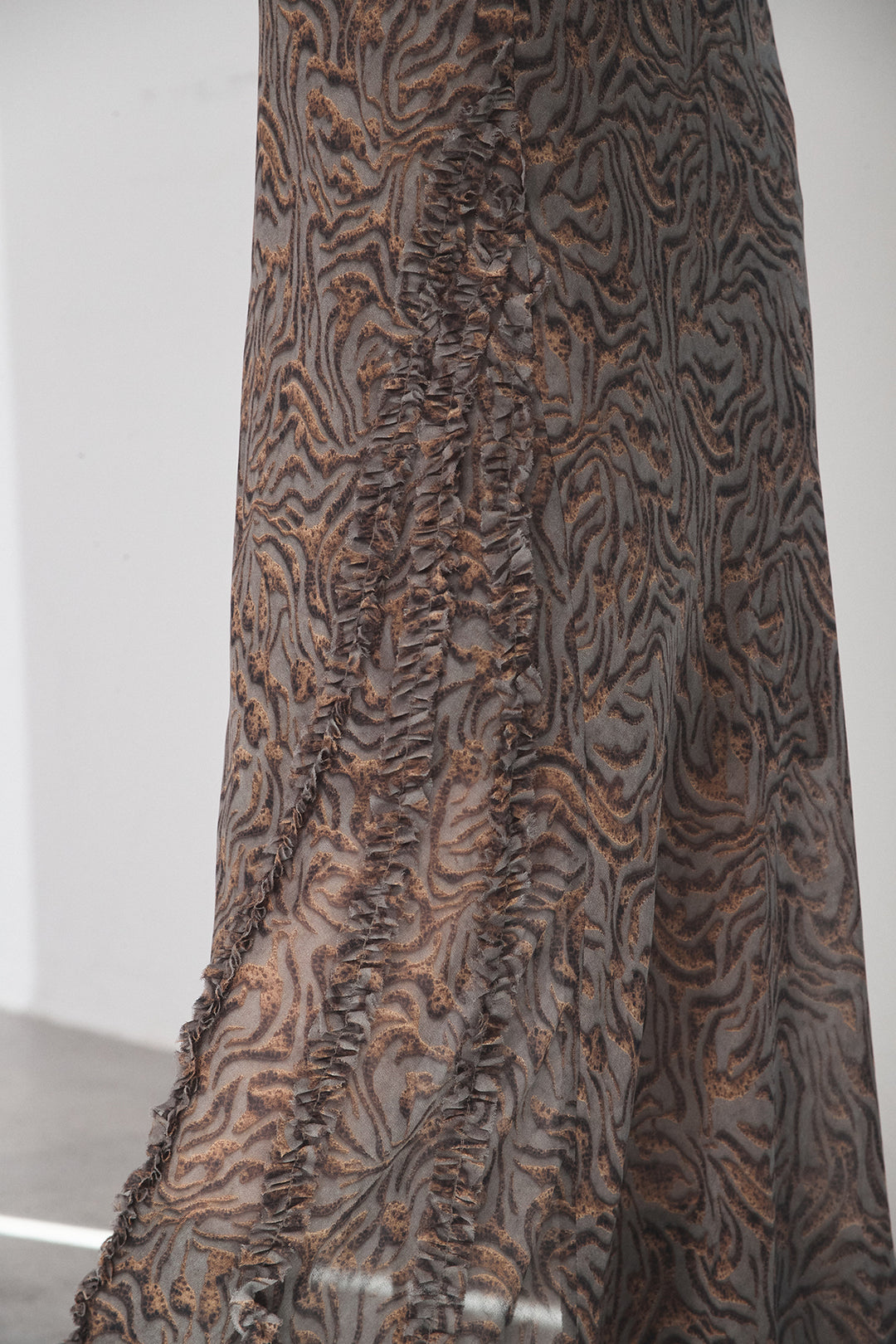 [SET]裏起毛モーニングキャットプリントスウェット+抽象柄ロングスカート(2set)