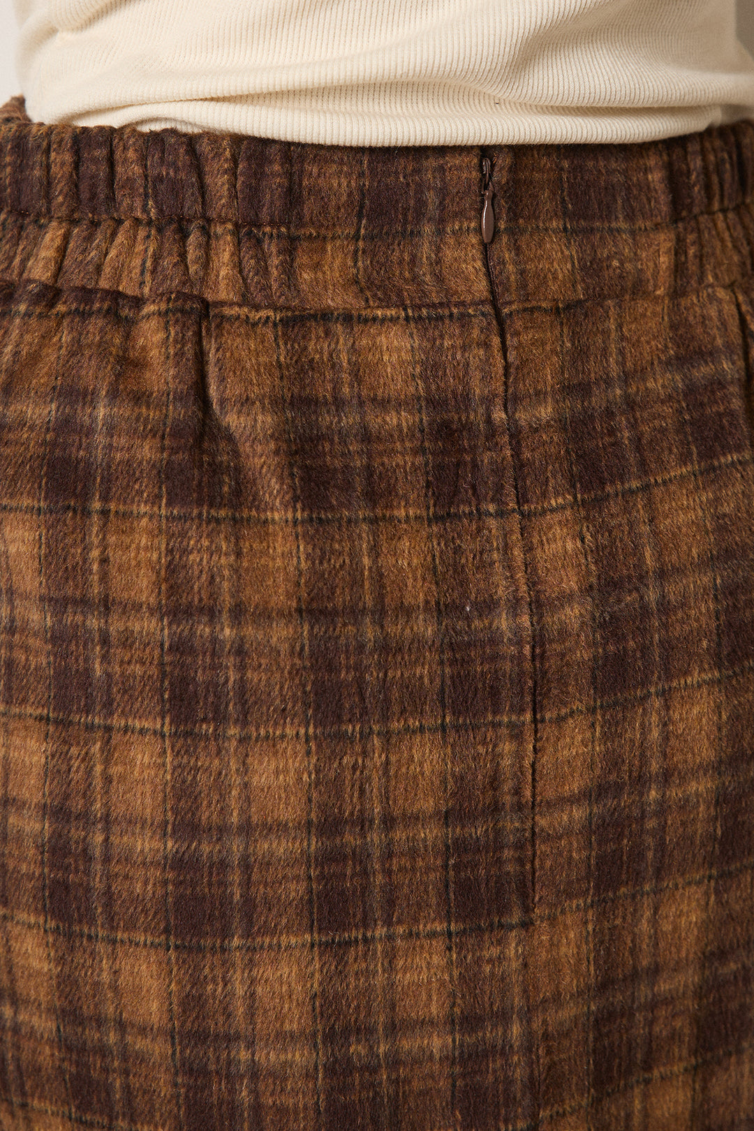 [SET]エコファーショート丈ブルゾン+シャギーチェックストレートスカート(2set)