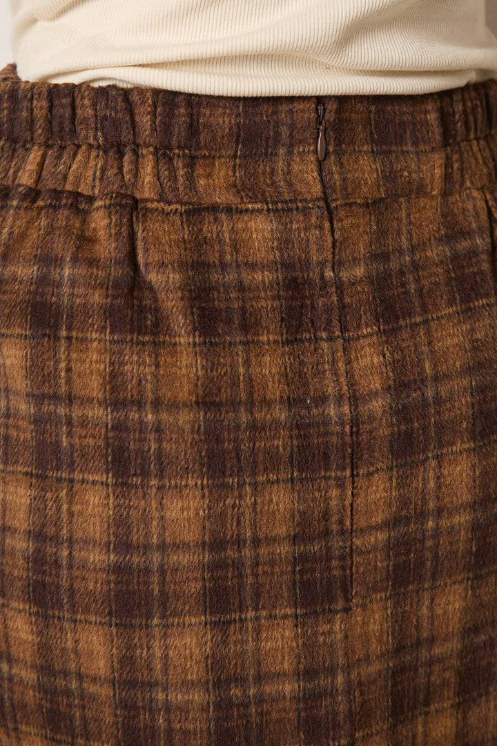 [SET]衿レイヤードフェイクウールジャケット+シャギーチェックストレートスカート(2set)