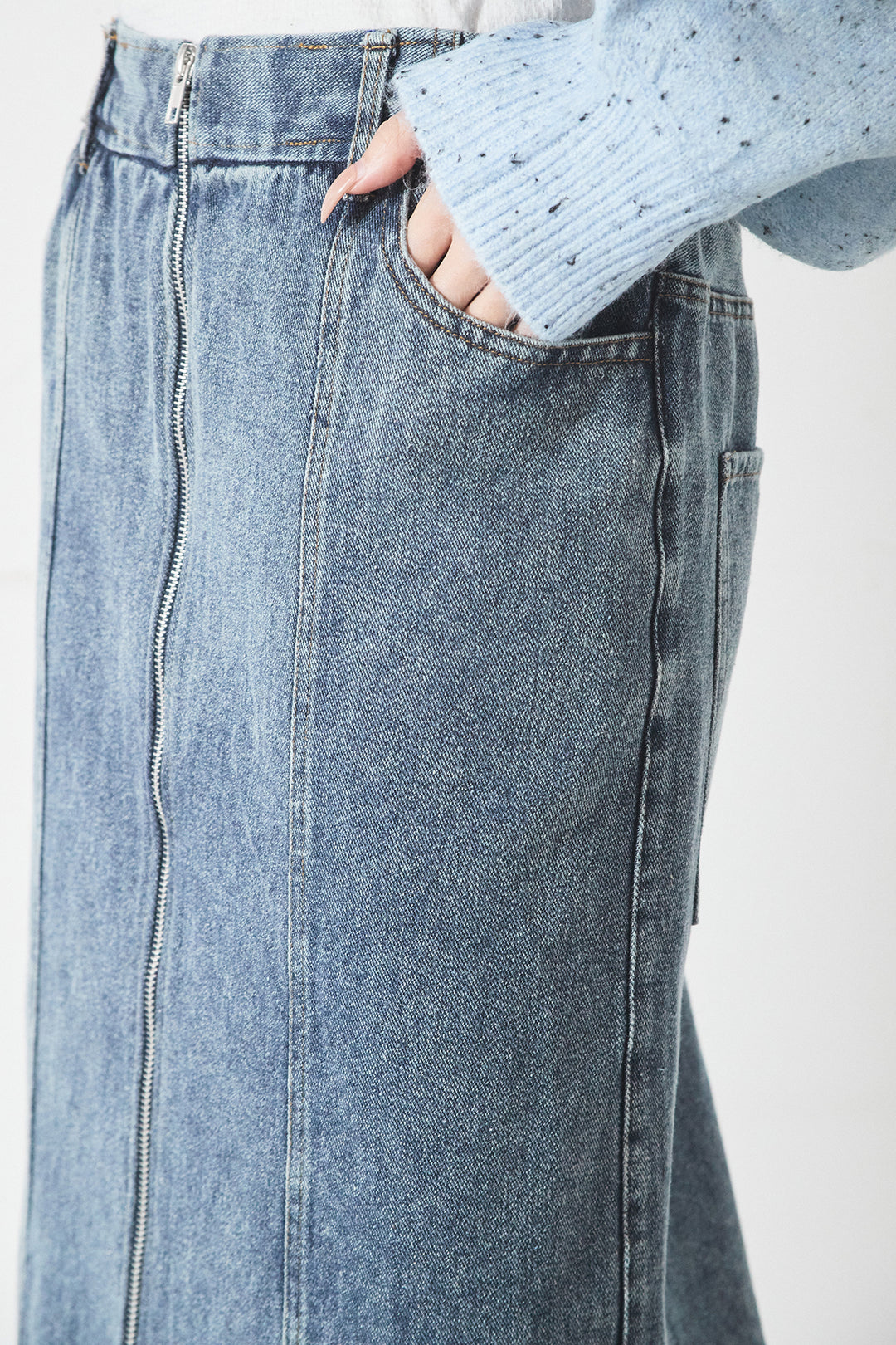 フロントジップデニムスカート