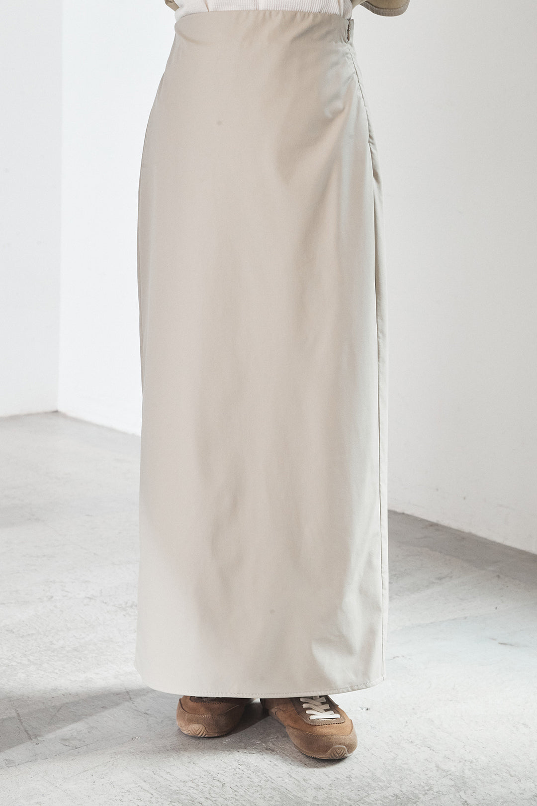 [SET]ウォッシャブルエコレザービックカフスシャツ+ウォッシャブルエコレザーナロースカート(2set)