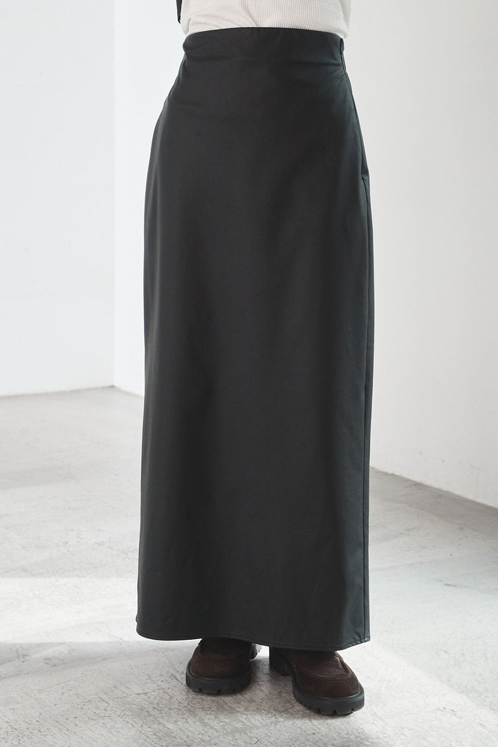 [SET]ウォッシャブルエコレザービックカフスシャツ+ウォッシャブルエコレザーナロースカート(2set)