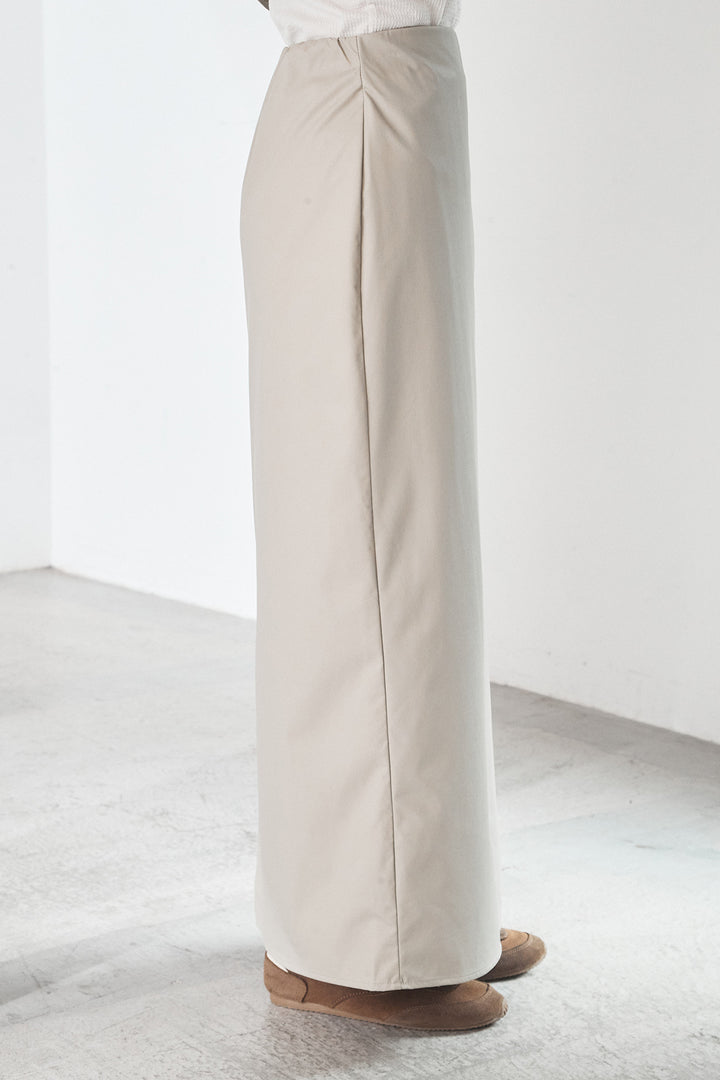 [SET]ウォッシャブルエコレザービックカフスシャツ+ウォッシャブルエコレザーナロースカート(2set)