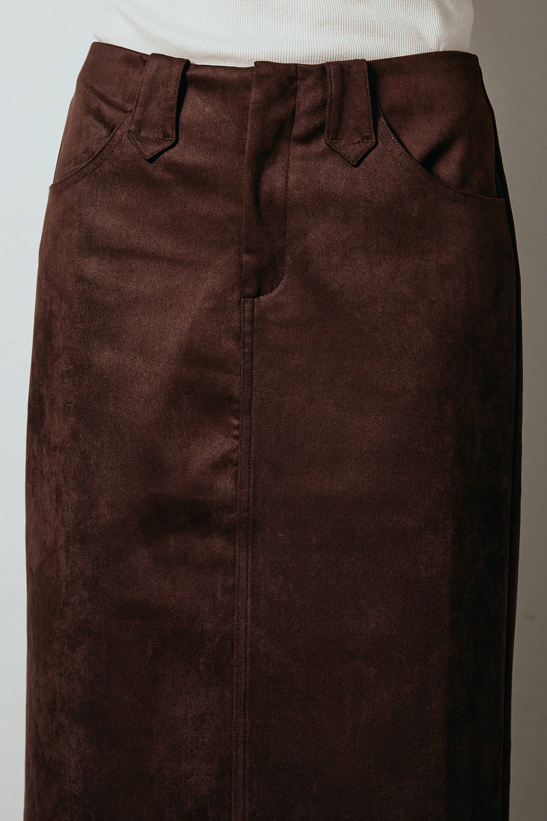 [SET]Vネックルーズラメニットトップス+スウェードライク裾フリンジスカート(2set)