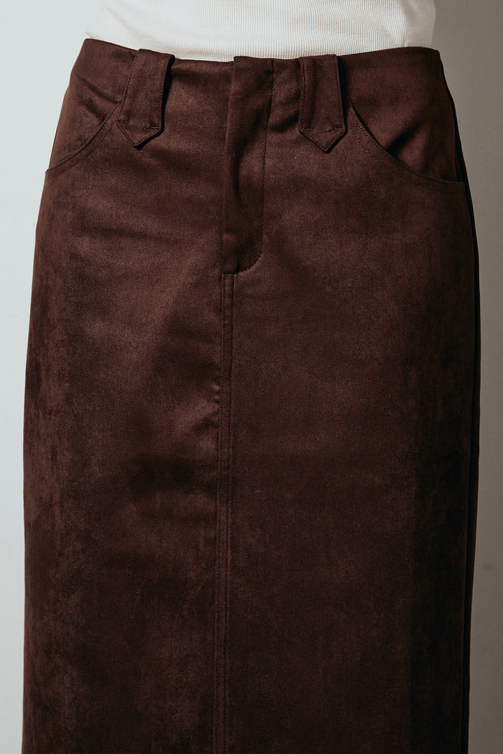 [SET]Vネックミックス編みニットトップス+スウェードライク裾フリンジスカート(2set)